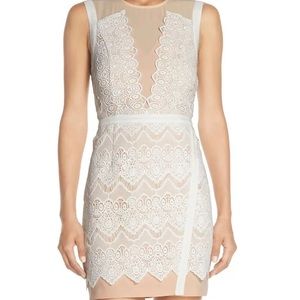 Greylin M Illusion Lace Sheath Mini Dress Pink